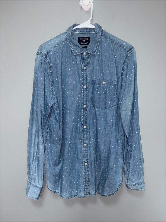 Denim & Flower Other - Denim & Flower Men's Light Blue Dot-Print‎ Casual Button-Down Shirt Slim Fit XL